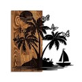 Decoratiune de perete, Holiday İsland, Dimensiune: 57 x 58 cm, Nuc / Negru