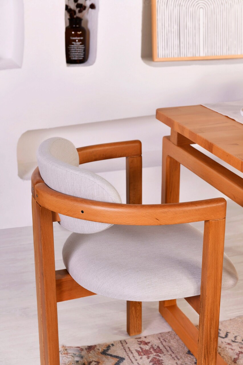 Set Masa si Scaune, Vow Chair, Cheri 4S, Lemn de fag, Stejar / Crem