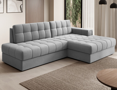 Coltar extensibil dreapta 3 locuri ELTAP, RT-04SO, Blezalt, 240x150x82 cm, lemn/poliester, gri deschis