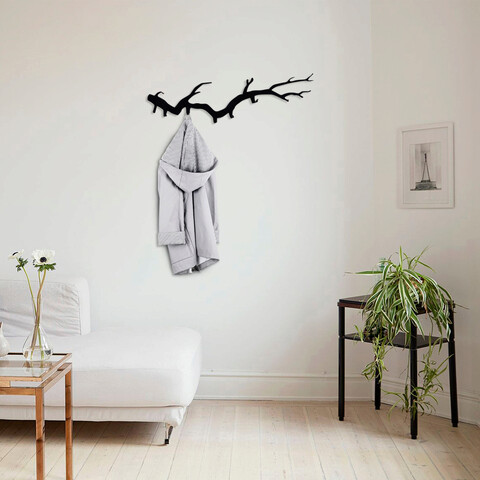 Cuier de perete, bough, metal, dimensiune: 87 x 22 cm, negru