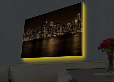 Tablou decorativ cu lumina LED, 4570HDACT-096, Canvas, Dimensiune: 45 x 70 cm, Multicolor Ledda