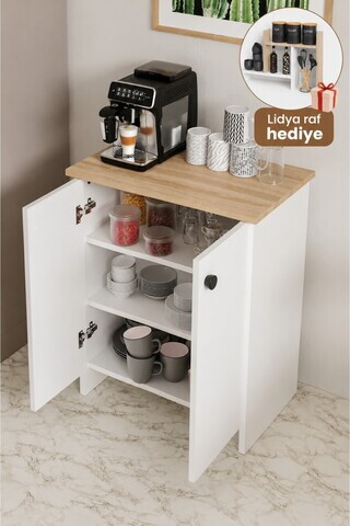 Dulap multifunctional, Hanah Home, Dorta, 58x82x36 cm, Stejar Sonomo / Alb