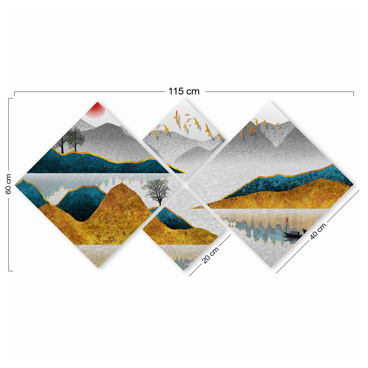 Set 4 tablouri decorative, 4MDF1722625714, MDF, Imprimat UV, Multicolor - 2 | YEO