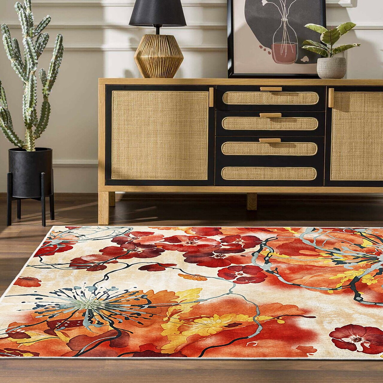 Covor, Kece-Fr93, 100x150 cm, Poliester, Portocaliu — imaginea 2