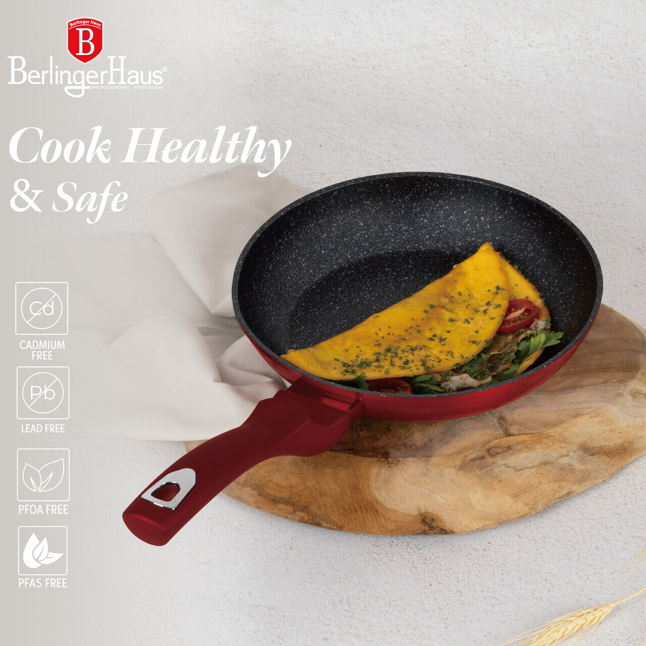 Set pentru gatit Berlinger Haus, Burgundy, 3 piese, aluminiu forjat, rosu - imagine 13