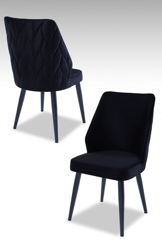 Set scaune 4 piese, Beckley, Pufi, Negru