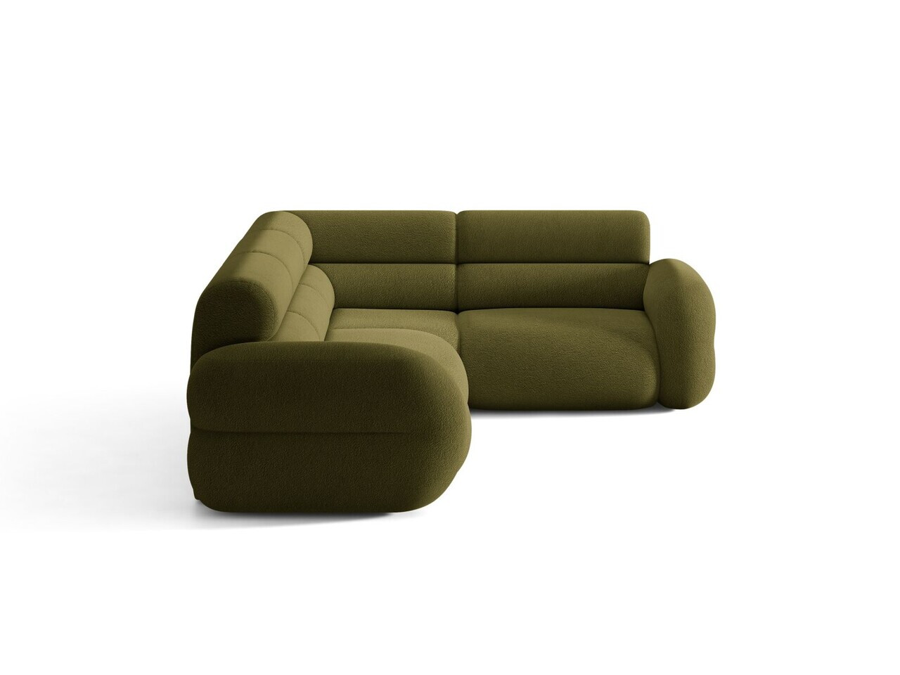 Coltar dreapta 5 locuri, Neo, Micadoni Home, 295x210x83 cm, tesatura Boucle, verde oliv inchis — imaginea 3