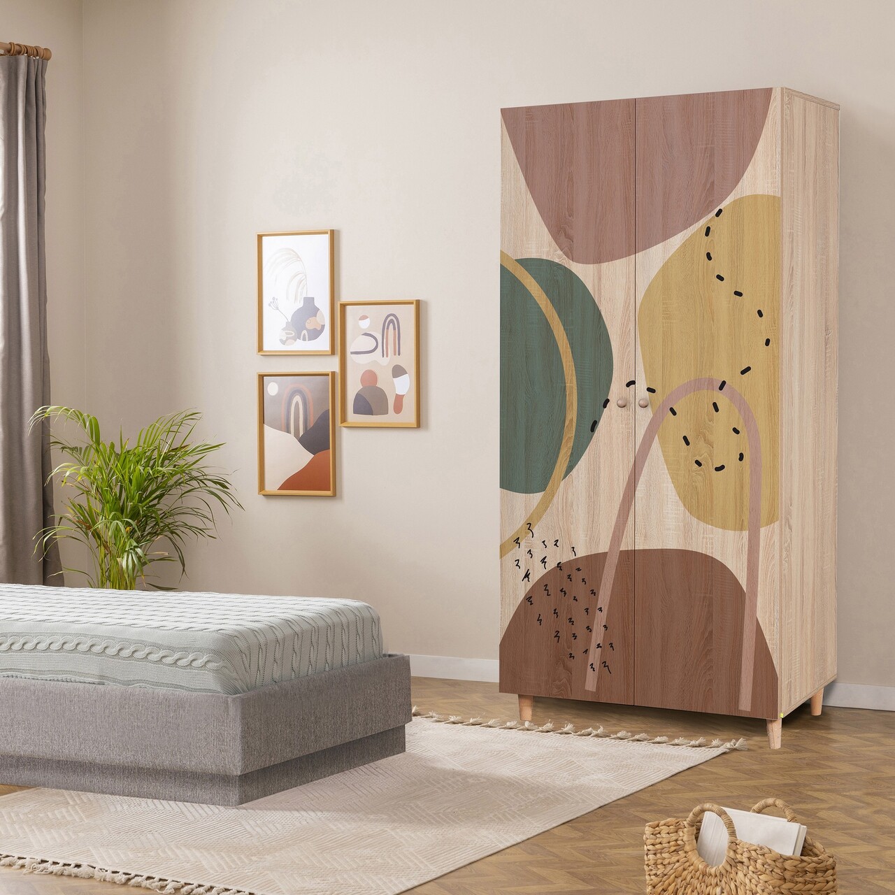 Dulap pentru haine, Vella, Lidya 2 -911, 90x192x52 cm, PAL, Sonomo - 1 | YEO