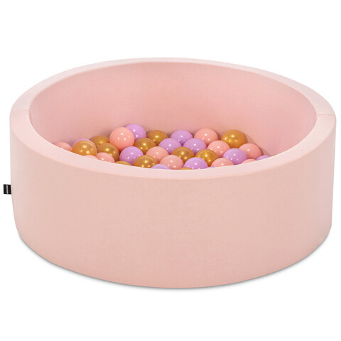 Piscina cu bile, bubble pops v5, 150 bile, Ø85 x 30 cm, bumbac/plastic, roz