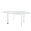 Masa extensibila Thais, 90-180 x 90 x 74 cm, aluminiu/sticla temperata, alb