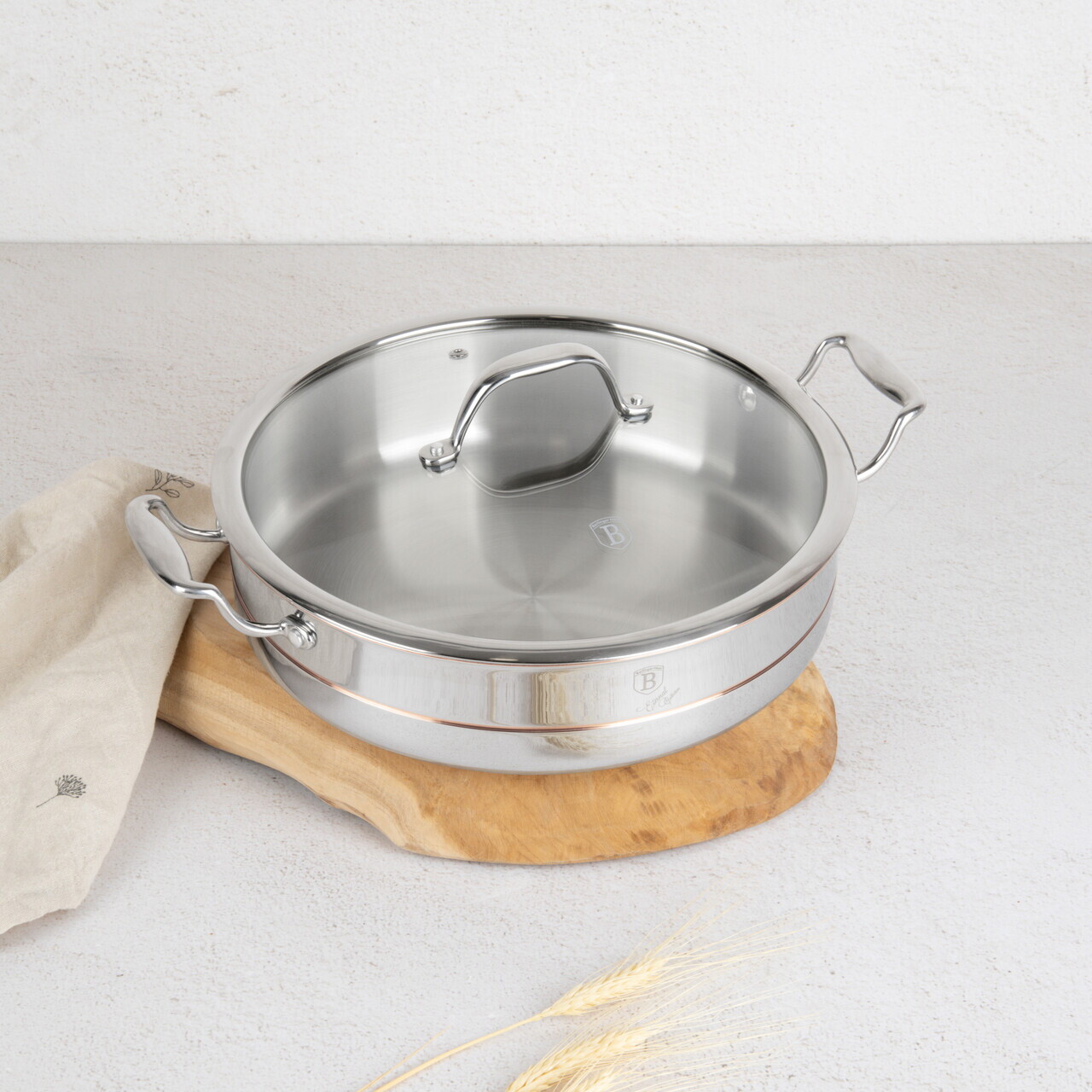 Oala cu capac Berlinger Haus, Copper Touch, 28 cm, inox, argintiu - imagine 7