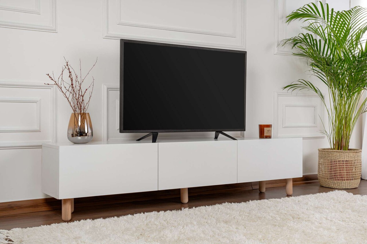 Comoda TV, Odessa, Alvin, 180x42x31.4 cm, Alb