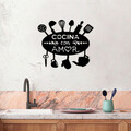 Decoratiune de perete, Cocina Con Amor, Metal, 49 x 1,5 x 43 cm, Negru