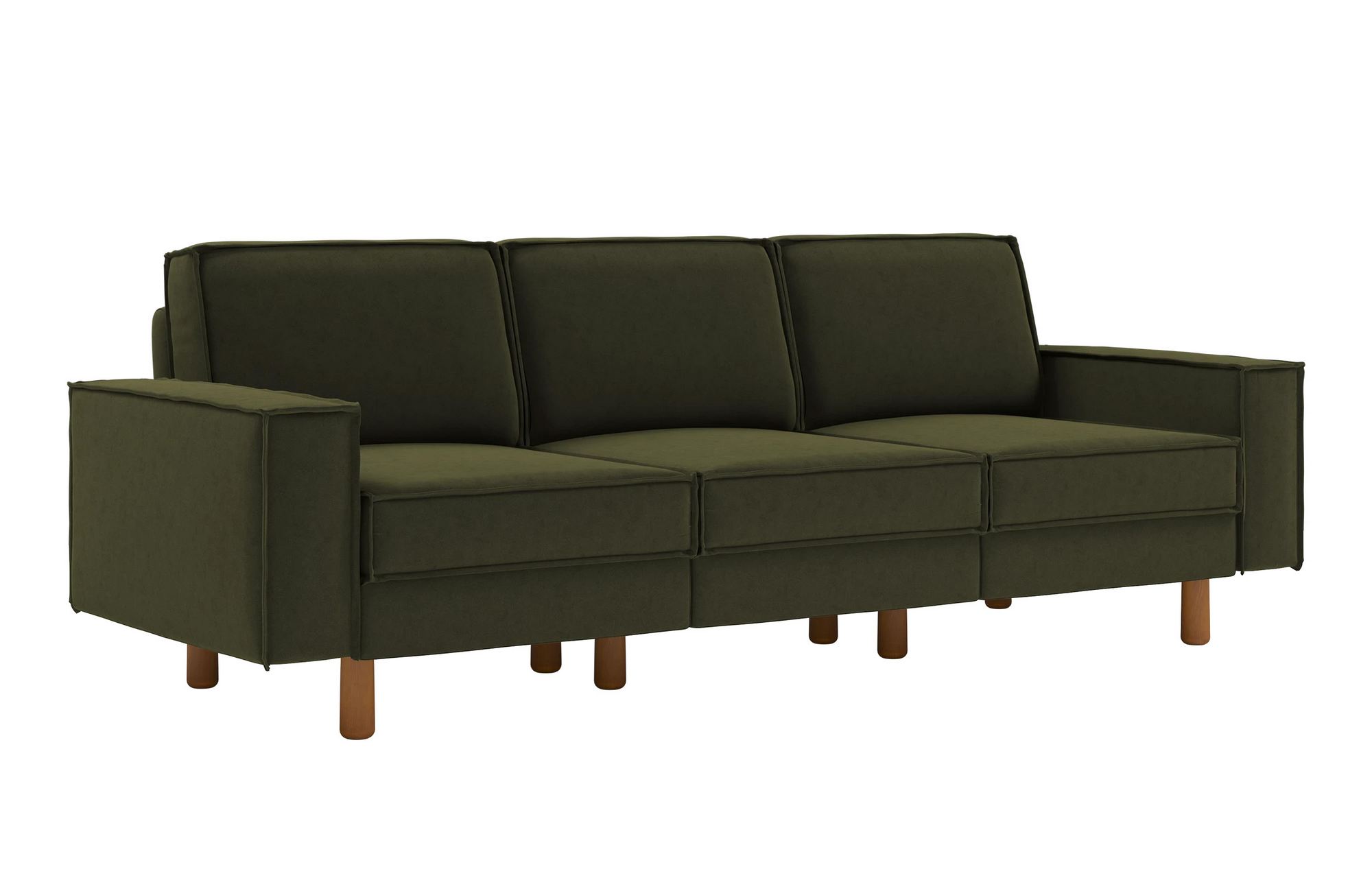 Canapea 3 locuri, Atelier del Sofa, 918CMF1252, Cadru: 100% OȚEL, Verde ulei / Nuc