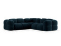 Coltar simetric 4 locuri, Loretto, Cosmopolitan Design, 250x250x68 cm, catifea, albastru petrol inchis