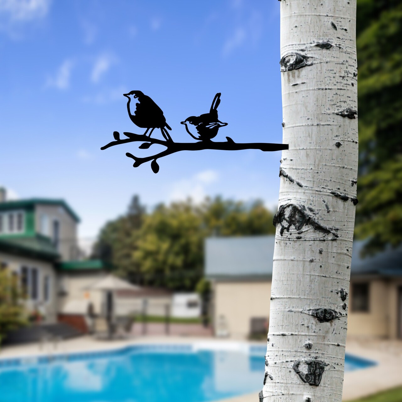 Obiect decorativ de grădină, Bird On The Branch 03, 55x22 cm, Negru - view 3