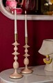 Set 2 suporturi de lumanare Gemini, Mauro Ferretti, 10x29 cm, 10x33 cm, fier, roz/auriu