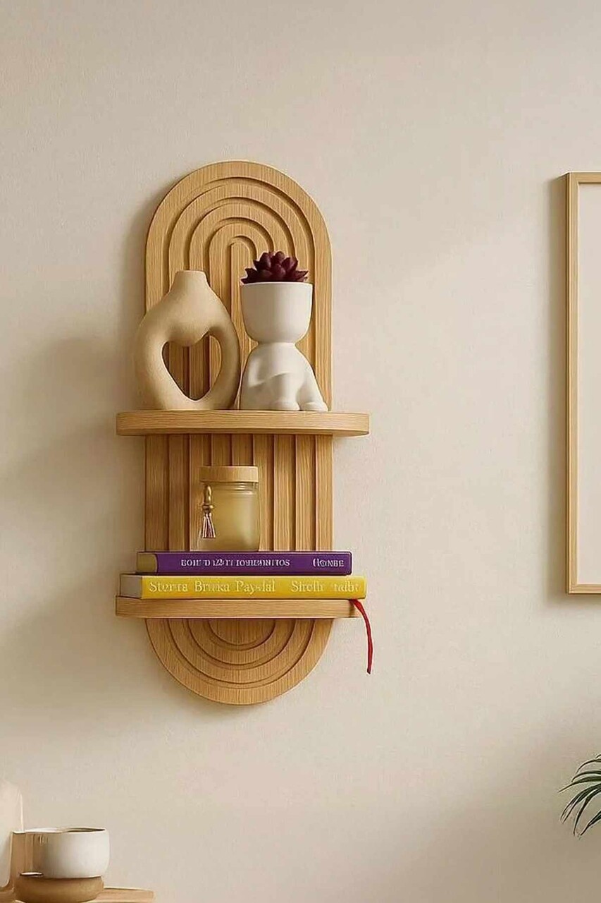 Raft de perete, Hanah Home, Artmtkwll2, 20x70x13 cm, Stejar