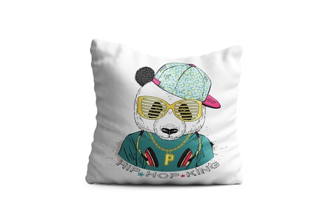 Perna decorativa panda cool, oyo kids, 43x43 cm, poliester, multicolor