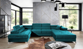 Coltar extensibil stanga 5 locuri ELTAP, Edr-105, Eduardo, 337x205x88 cm, lemn/poliester, turcoaz