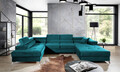 Coltar extensibil stanga 5 locuri ELTAP, Edr-105, Eduardo, 337x205x88 cm, lemn/poliester, turcoaz