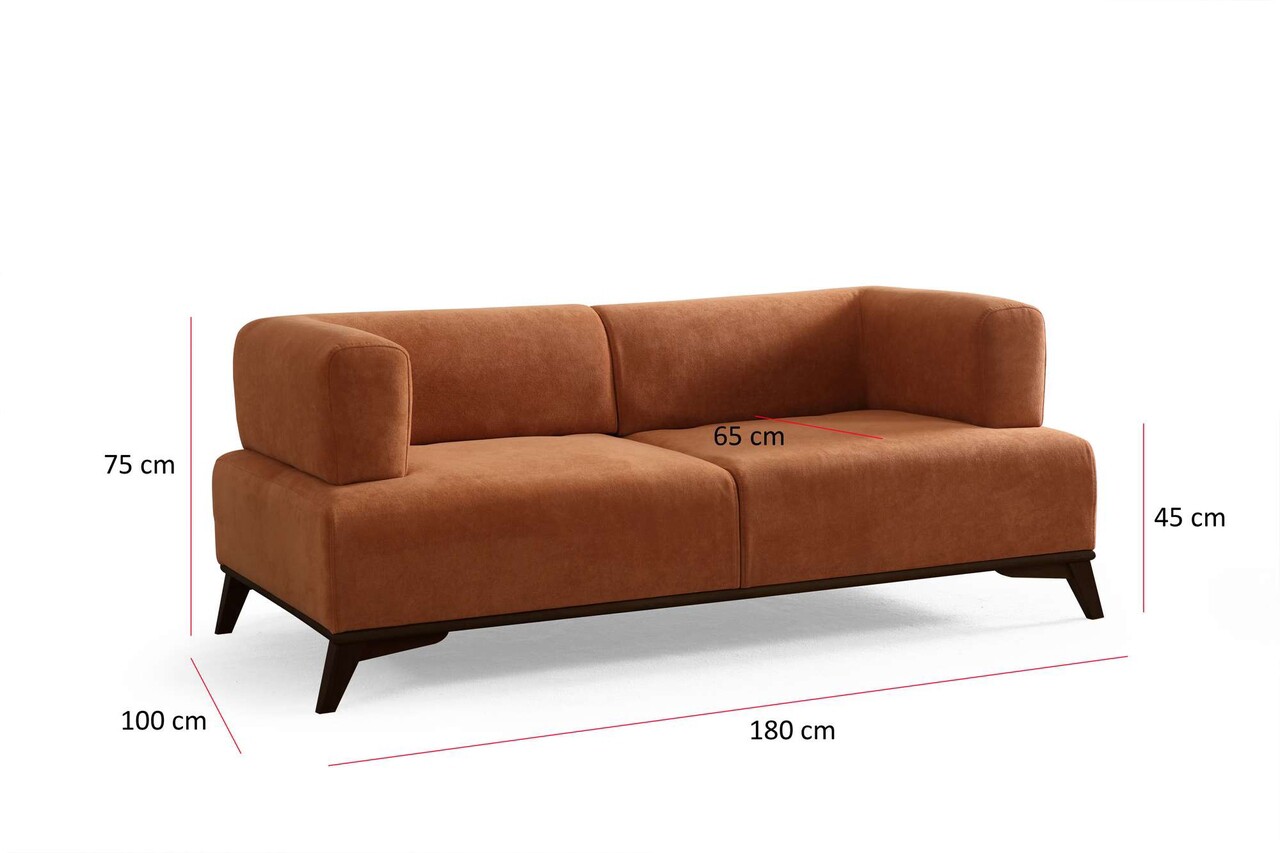 Canapea 2 locuri, Atelier del Sofa, 560ARE5212, Cadru: Lemn și PAL, Portocaliu/Negru
