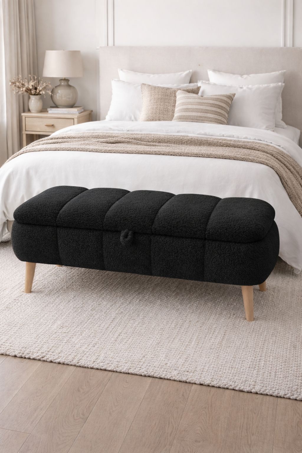 Banca, Hanah Home, Sara, 90x45x35 cm, Negru