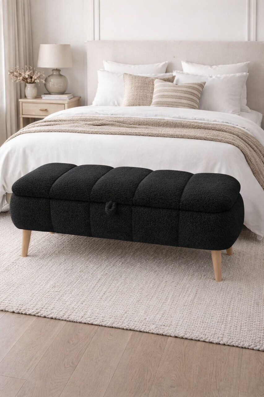 Banca, Hanah Home, Sara, 90x45x35 cm, Negru