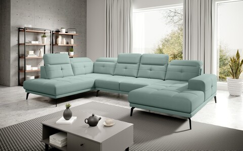 Coltar stanga 6 locuri ELTAP, LT-100PO, Bretan, 350x205x107 cm, lemn/poliester, turcoaz