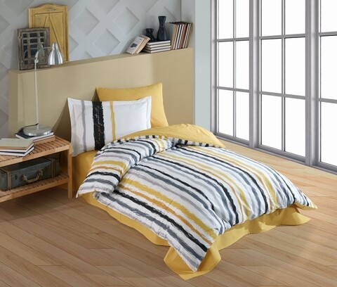Lenjerie de pat pentru o persoana, 3 piese, 160x220 cm, 100% bumbac poplin, hobby, trend, portocaliu