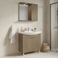 Set Dulap de Baie cu Chiuvetă și Oglindă (2 Piese), Hanah Home, Purus 80, Stejar