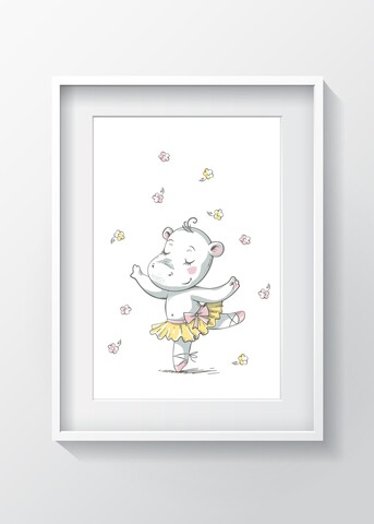 Tablou decorativ Ballerina, Oyo Kids, 29x24 cm, lemn/MDF, multicolor
