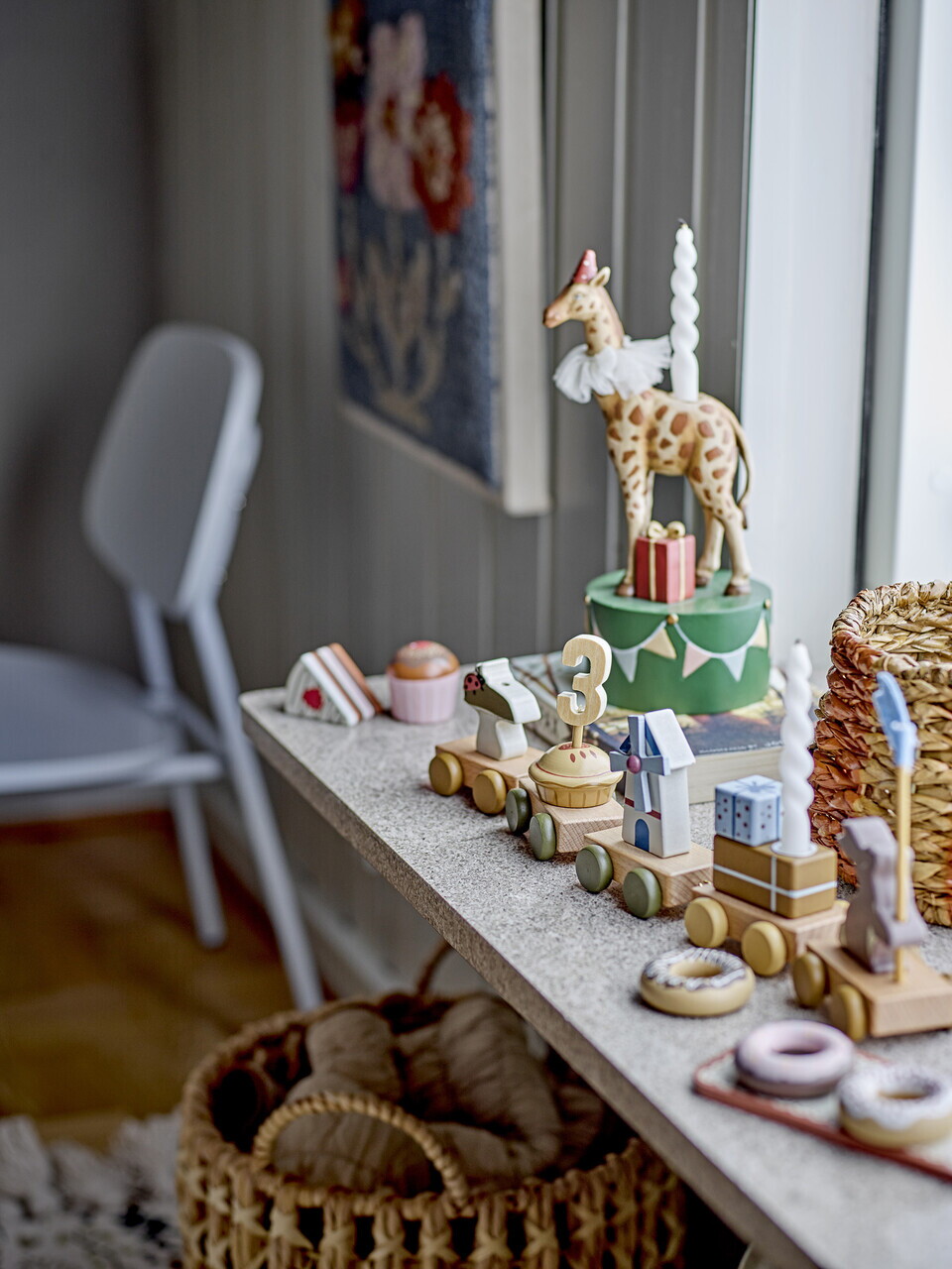 Jucarie aniversara, Bloomingville, Alfi Birthday, 39x5x8.5 cm, FSC 100%, MDF/lemn de fag, multicolor - imagine 6