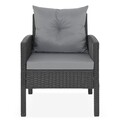 Set mobilier pentru gradina/terasa, Clary, 6 piese, otel/fibre sintetice, negru/gri