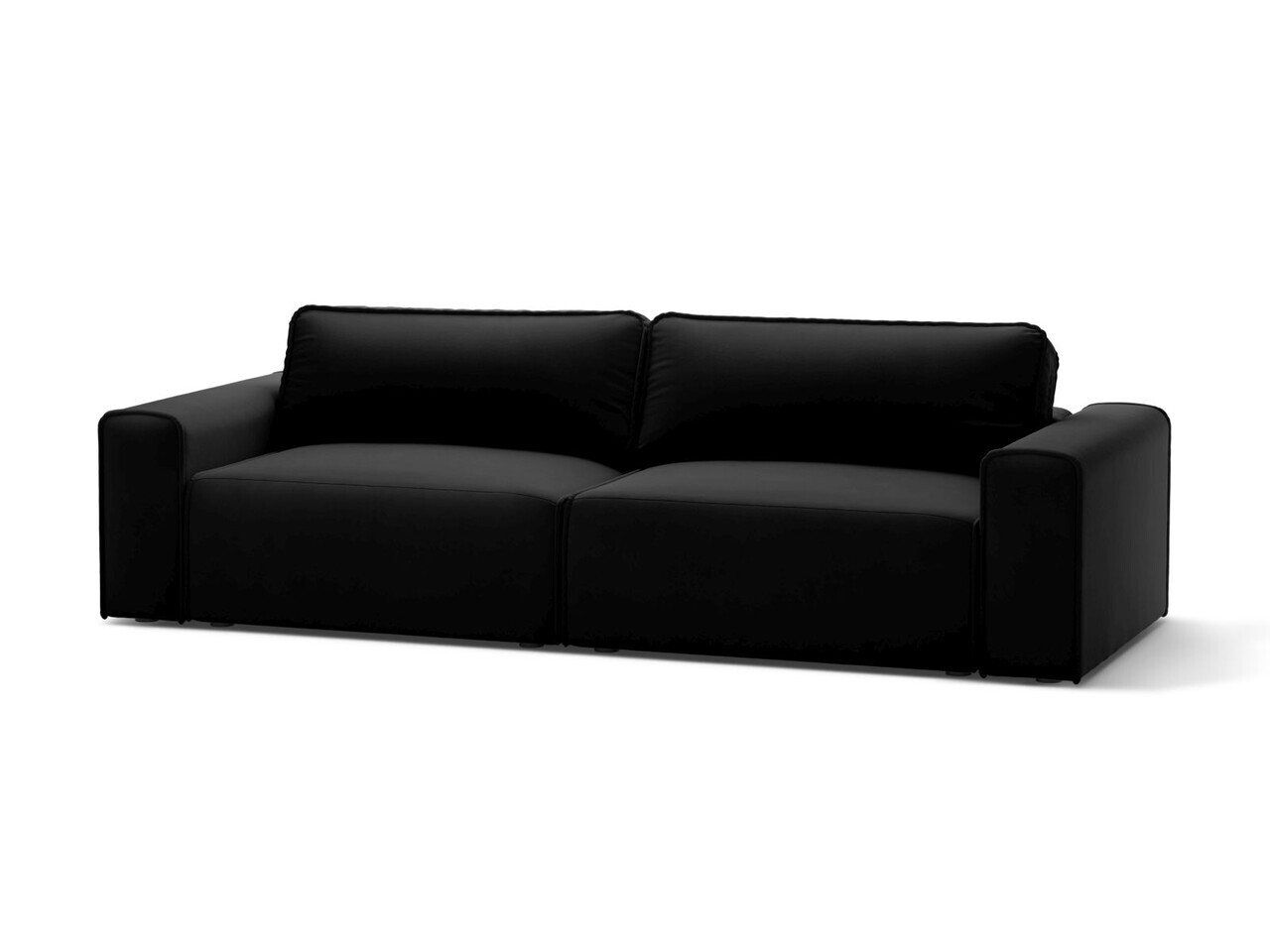 Canapea extensibila 3 locuri, Victor, Micadoni Home, 246x100x83 cm, catifea, negru — imaginea 2