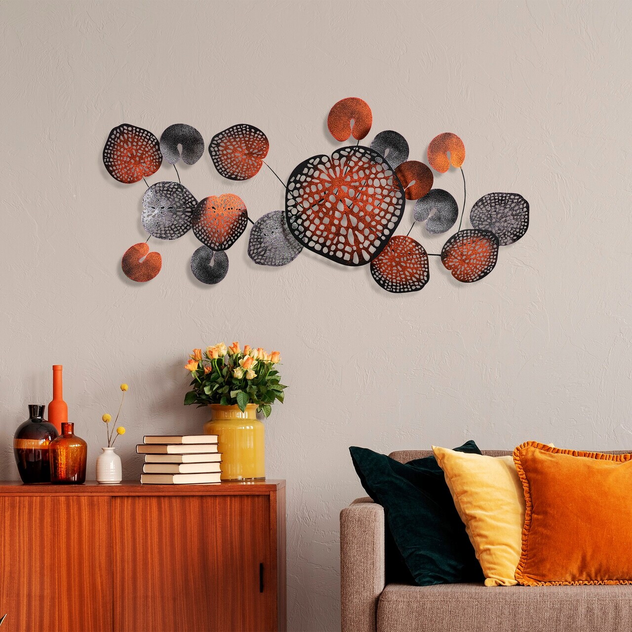 Decoratiune de perete, Nenuharps 2, Metal, Dimensiuni: 125 x 62 x 4 cm, Multicolor — imaginea 2