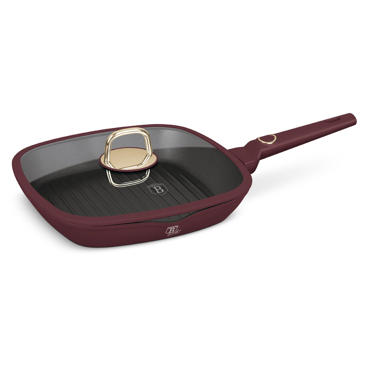 Tigaie grill cu capac Berlinger Haus, Leonardo, 28 cm, 2.1 L, aluminiu forjat, visiniu mat - imagine 5