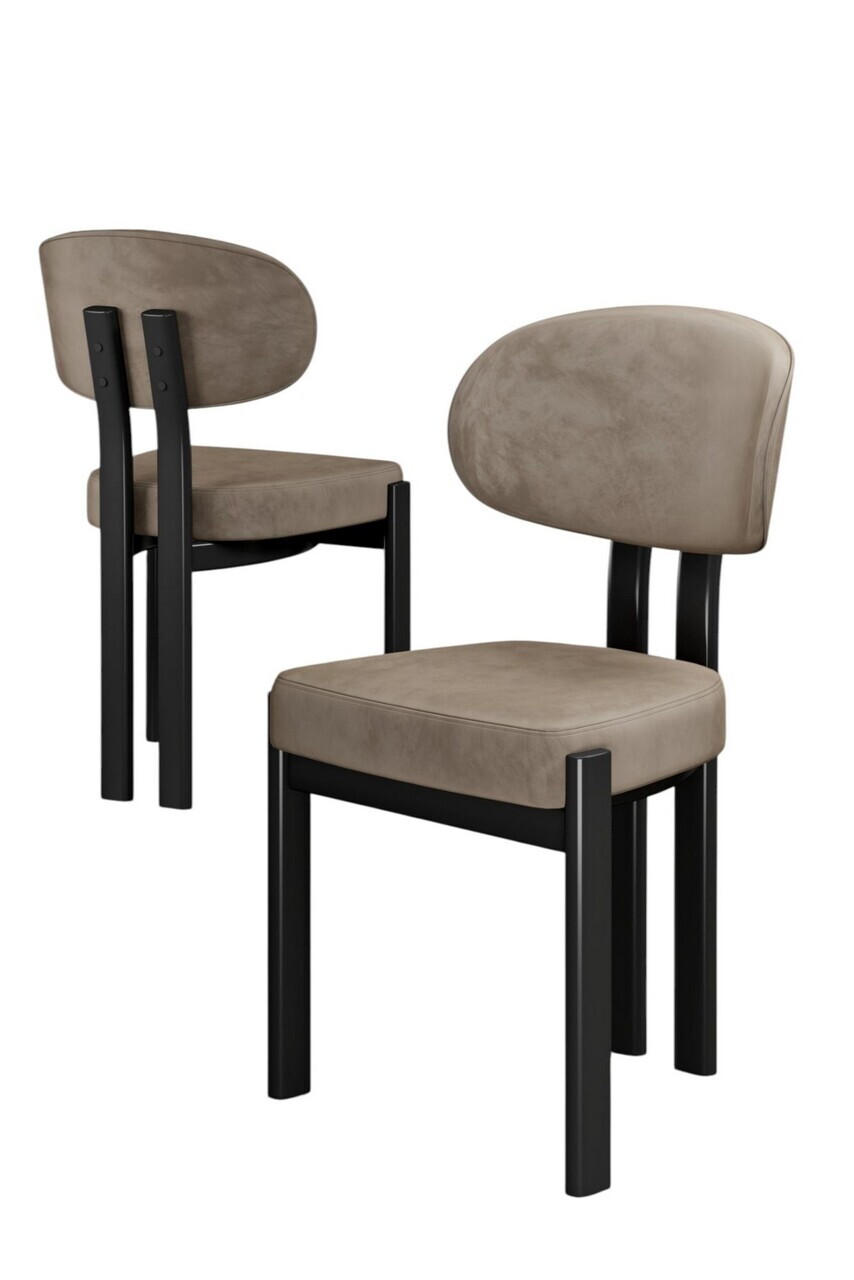 Set scaune 4 piese, Hanah Home, Dore, Cappuccino / Negru — imaginea 2