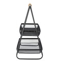 Cos fructe etajat cu 2 niveluri, Gridio, Homla, 38x25x51 cm, metal/lemn, negru/natur