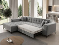 Coltar extensibil stanga 4 locuri ELTAP, Sol-10, Solange, 292x196x84 cm, lemn/poliester, gri deschis