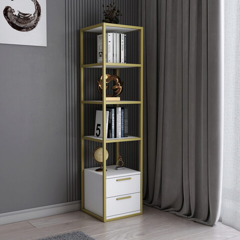 Corp biblioteca, retricy, robbins, 39x39x160 cm, pal, aur/alb