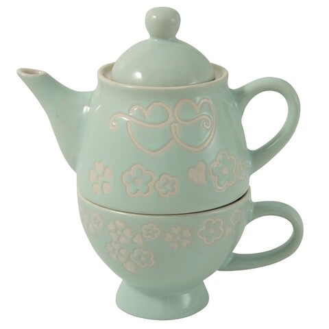 Ceainic cu ceasca, Wald, Daily, 300 ml, ceramica, verde