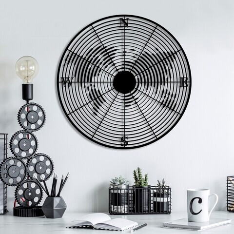 Decoratiune de perete, Sonar, Metal, (Grosime: 1,5 mm), Negru