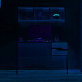 Set birou si biblioteca, Hanah Home, Ruby Desk + Shelf Set, 120x76x60 cm, Piatră Lunii / Nuc