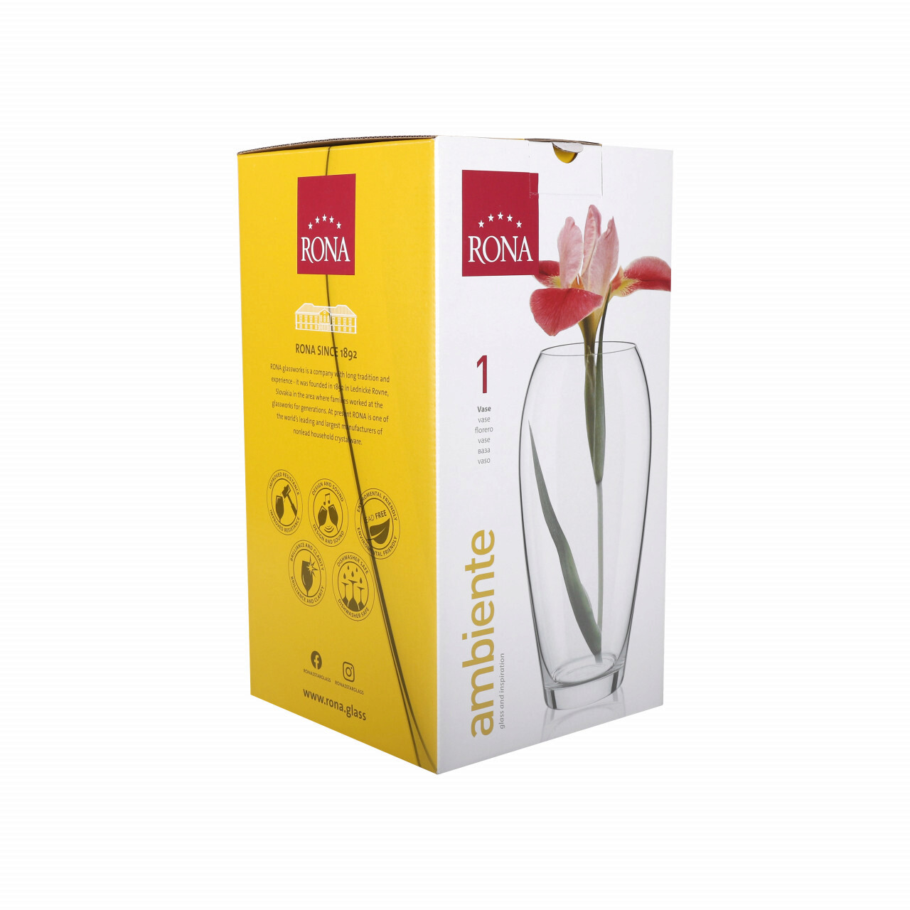 Vaza Ambiente, Rona, 16.7x15.8x30.1 cm, sticla, transparent - 1 | YEO
