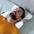Perna cervicala vascoelastica pentru cupluri Cozzy, InnovaGoods, 36 x 12.5 x 30.5 cm, ergonomica, alb/gri