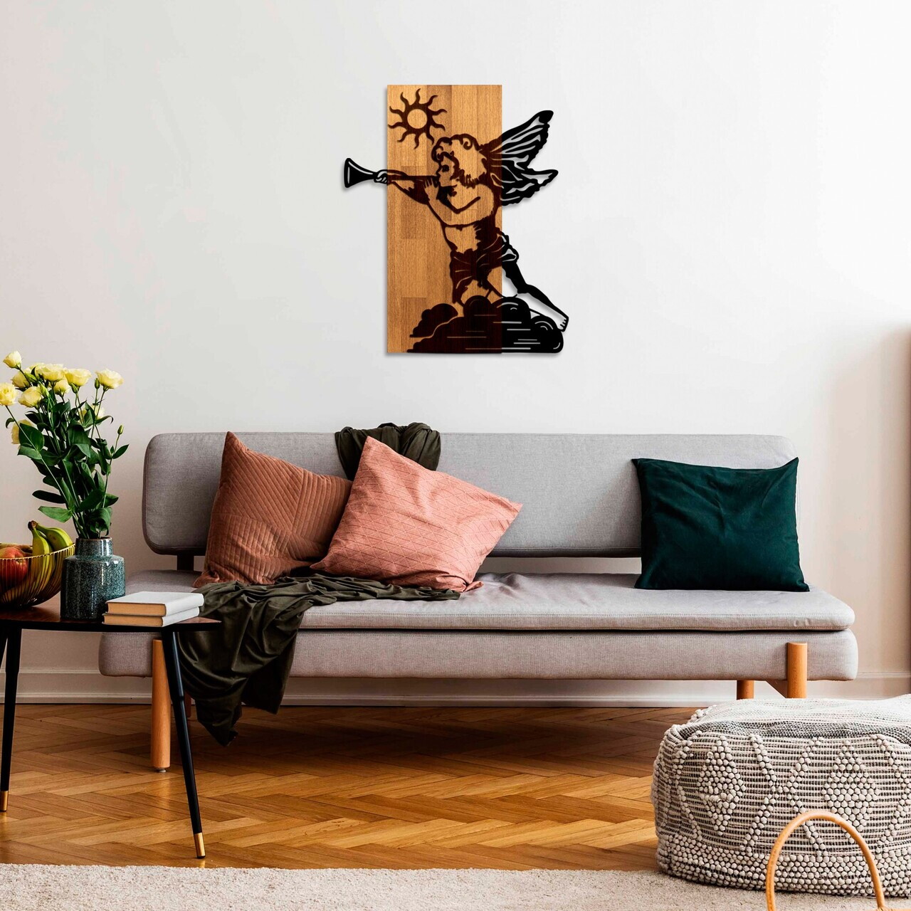 Decoratiune de perete, Eros 03, Lățime: 46 cm, Nuc / Negru — imaginea 4