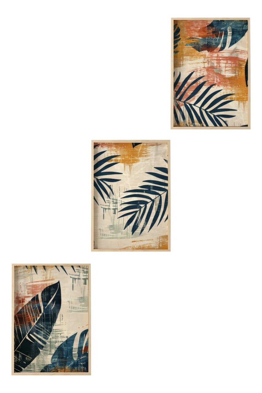 Set 3 tablouri decorative, Huhu468, Cadru: 100% LEMN MASIV (Grosime: 2,5 cm), Multicolor - view 2