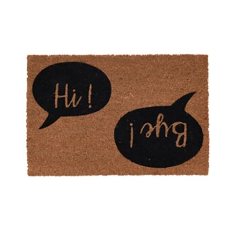 Covoras de intrare Hi-Bye, 39×59 cm, fibra de cocos, maro/negru/alb Covoare