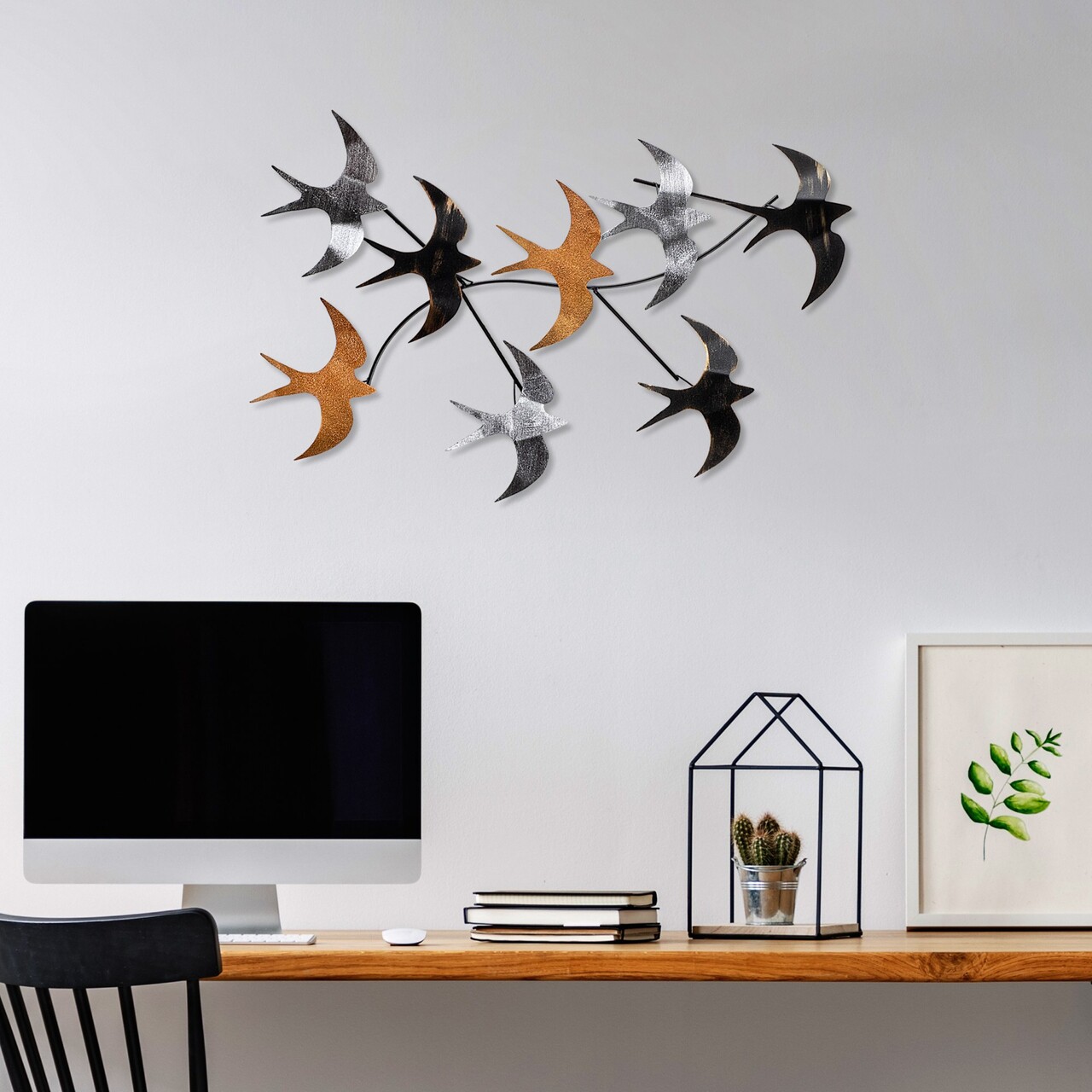Decoratiune de perete, Flying Birds 2, Dimensiuni: 69 x 41 x 7 cm, Multicolor - view 2